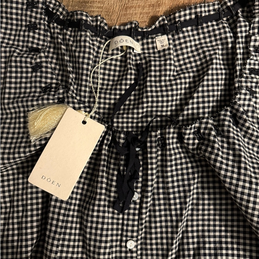Dôen traveler top -Checkered  in Black and White